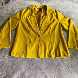 Ashley Stewart Mustard Yellow Single Button Blazer Jacket Plus Size 22 Office